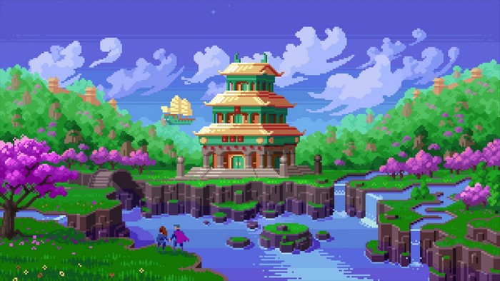 TheFatRat 4K Pixel Art Fantasy Temple Scene