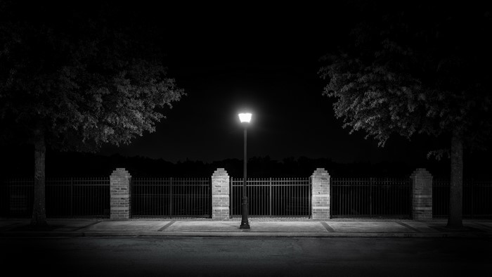 4K, lantern, monochrome, street, street light, urban, outdoors, dark, minimalism