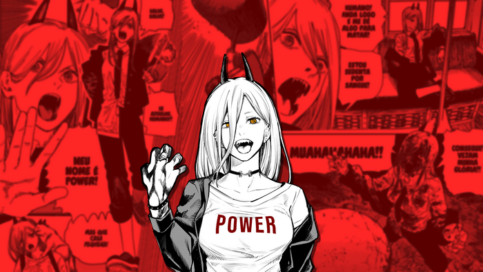 4K, Power (Chainsaw Man), Chainsaw Man, red background, red, manga, anime girls