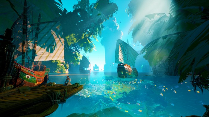 4K, pier, boat, digital art, Tyler Smith, ship, harbor, Indonesia, tropical, tropical fish, fish