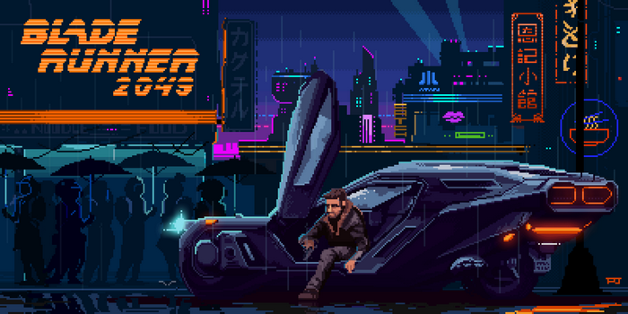 Blade Runner 2049 Pixel Art Futuristic Scene