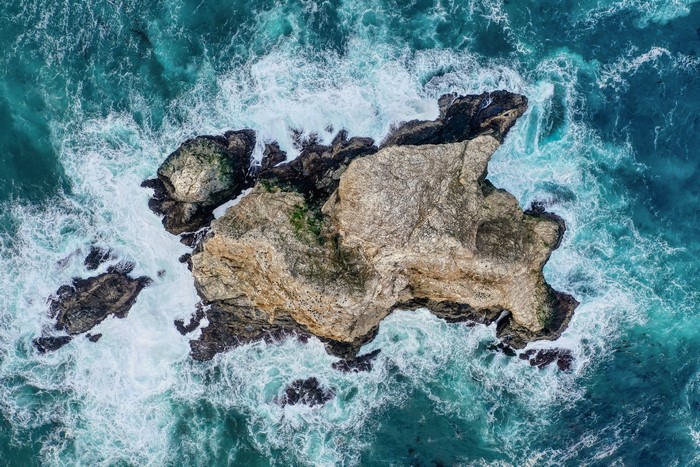 4K, sea, aerial view, rock formation, Big Sur