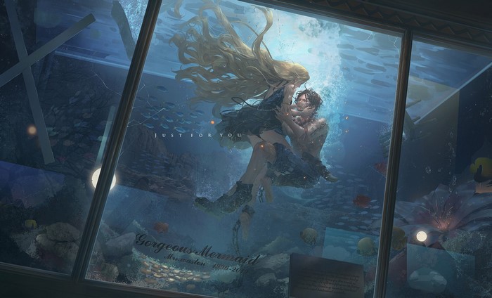 Underwater Embrace with Portgas D. Ace and Mermaid