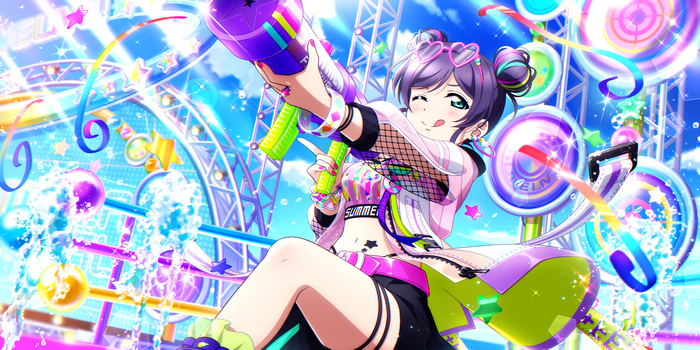 tongue out, tongues, anime girls, painted nails, aqua eyes, one eye closed, Toujou Nozomi, colorful, pink nails, anime, Love Live!, purple hair, Love Live Series