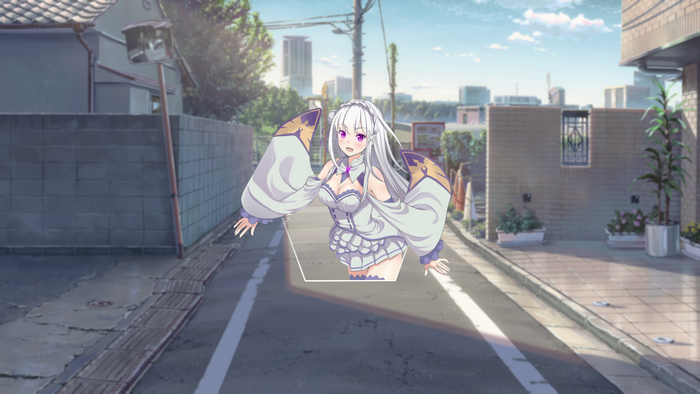 4K, anime girls, digital, picture-in-picture, Emilia (Re: Zero), Re:Zero Kara Hajimeru Isekai Seikatsu