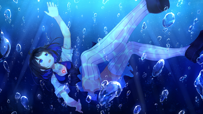 4K, Honkai, Guns GirlZ, Seele Vollerei, underwater, 2D, Benghuai Xueyuan 2, anime girls