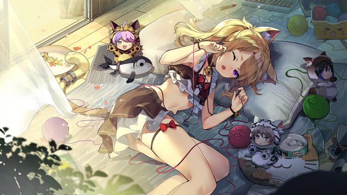 animal ears, Houkai Gakuen, anime girls, tail, cat girl