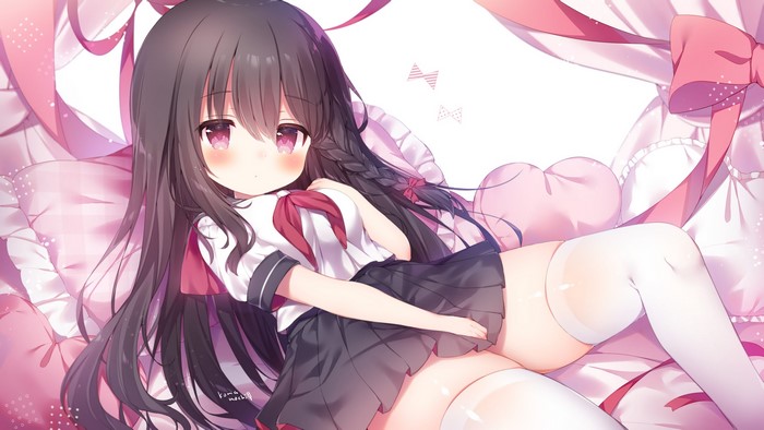 Momozu Komamochi in School Uniform Relaxing