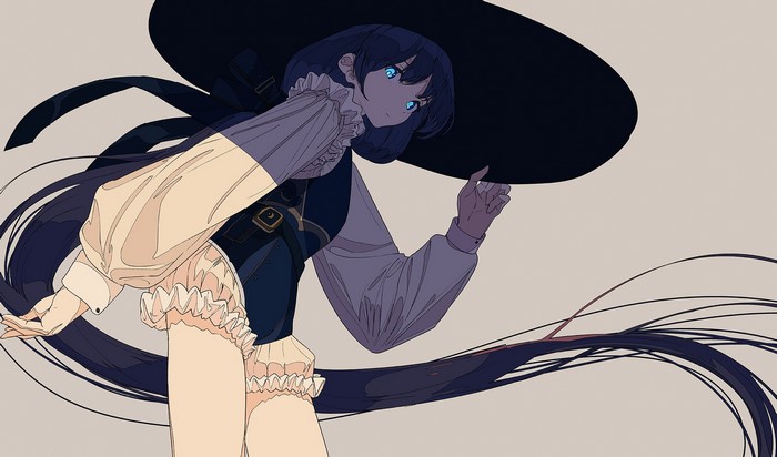 anime girls, hat, long hair, artwork, Cogecha, anime