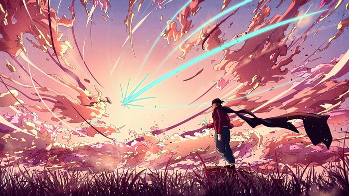 4K, shooting stars, Christian Benavides, clouds, fantasy art, digital art