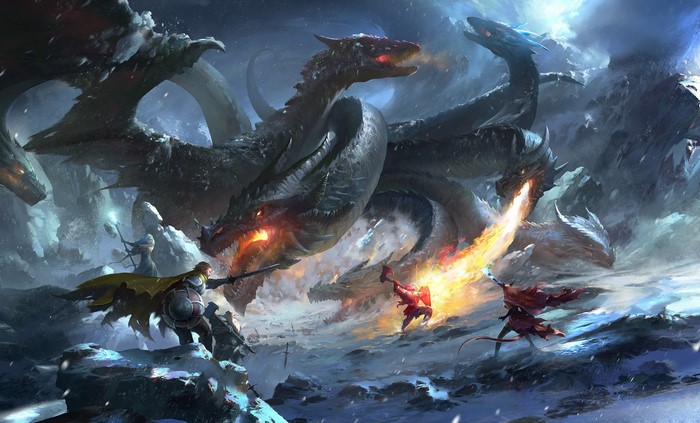 artwork, sorceress, fantasy art, Dungeons & Dragons, dragon, warrior, dwarf