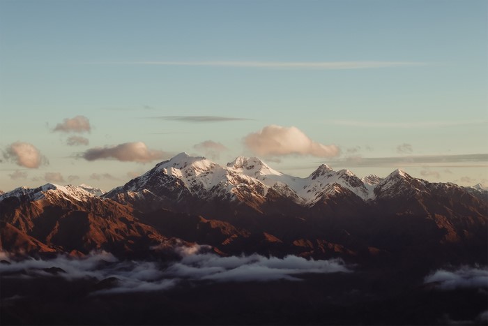 snowy mountain, clouds, snow, mountains, nature, landscape