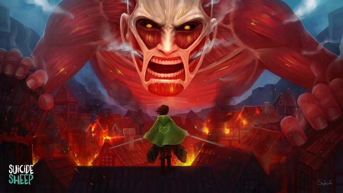 Colossal Titan, anime, Suicide Sheep, artwork, Sephiroth (Artist), illustration, ArtStation, Shingeki no Kyojin, digital art