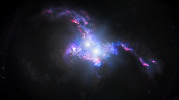 4K, galaxy, CGI, Space Core, nebula, Double Quasars, stars, digital art, digital