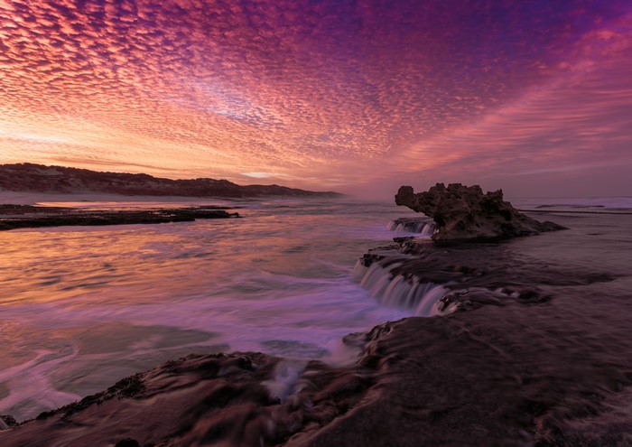 sea, Bali, water, sky, long exposure, dawn, nature, sunrise, rocks, summer, orange, purple, pink, waves, landscape, reflection, clouds, beach, evening