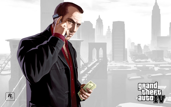 Grand Theft Auto IV, Liberty City, dollar, Grand Theft Auto, artwork, Rockstar Games, video game art, video game characters