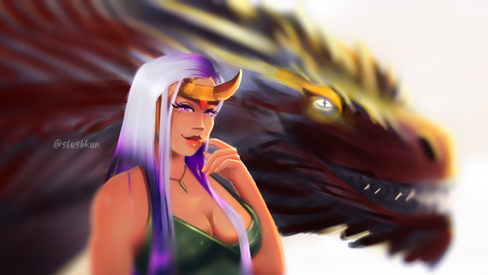 4K, glowing eyes, crown, Loki, white hair, dragon, women, Game of Thrones, Daenerys Targaryen