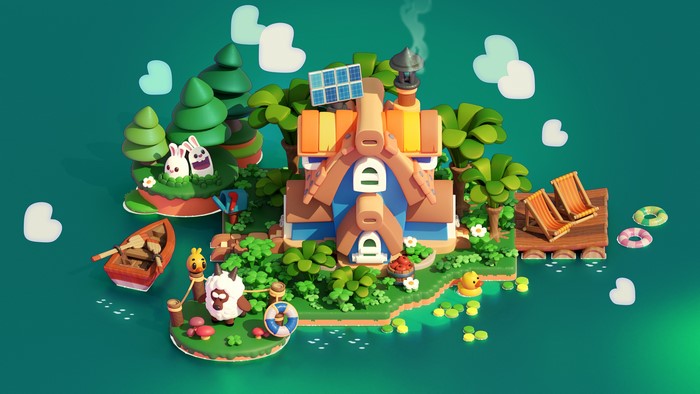 4K, artwork, digital art, island, house, boat, Carlos Cavalcante, ArtStation