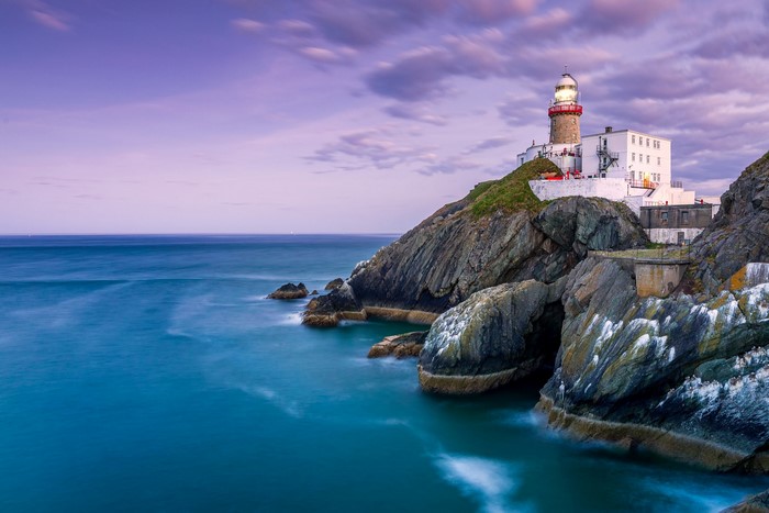 horizon, lighthouse, cliff, clouds, rocks, sky, Peter Krocka, water, landscape, Ireland
