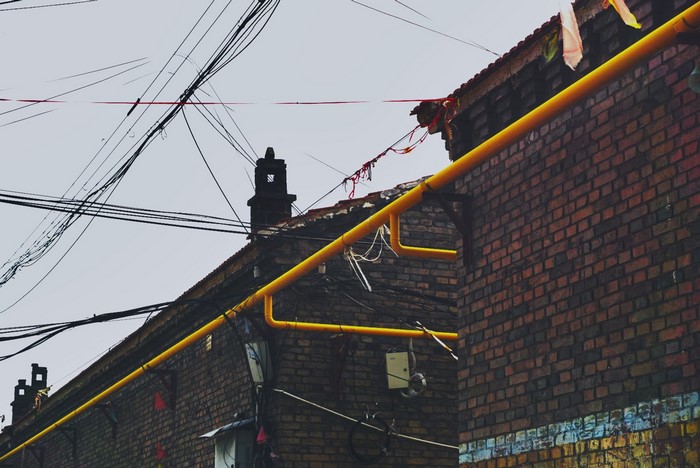 fengjng, pipes, building, Asia, outdoors, bricks, urban, weiqiang