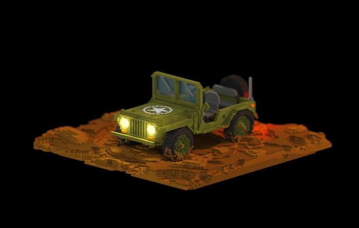 Jeep, artwork, ArtStation, voxels, vehicle, digital art, isometric, car, Mari K