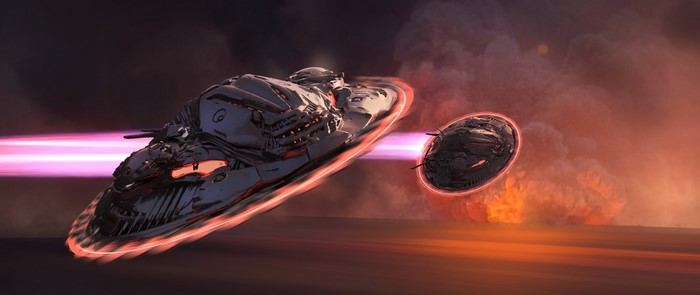 drawing, digital art, ArtStation, Eddie Del Rio, ultrawide, spaceship, artwork, UFOs