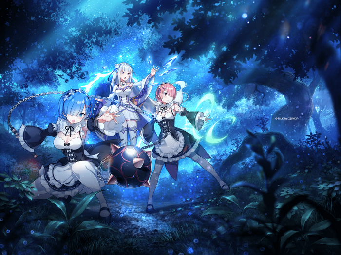 Epic Seven, Rem (Re: Zero), Ram (Re: Zero), video game art, Emilia (Re: Zero), Re:Zero Kara Hajimeru Isekai Seikatsu, Video Games Crossover