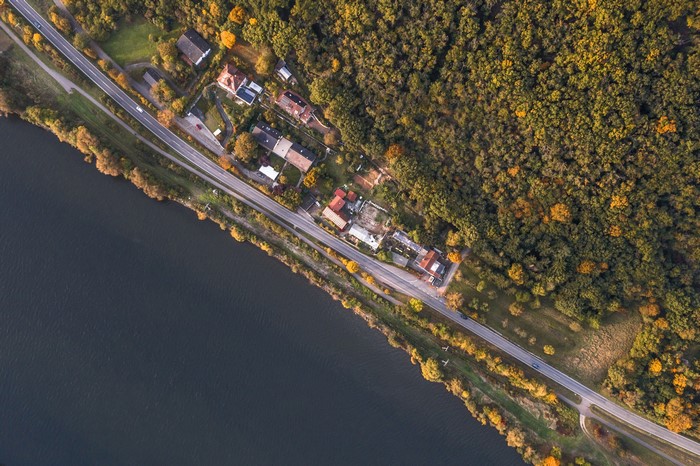 drone, water, trees, Germany, street, forest, aerial view, river, Europe, aerial, landscape, house