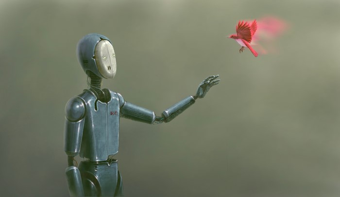 4K, artificial, cyber, green, birds, concept art, hands, emotion, freedom, illustration, happiness, technology, robot, artwork