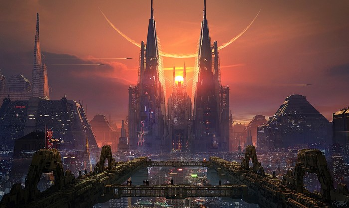 cyber city, digital art, futuristic, cityscape, artwork