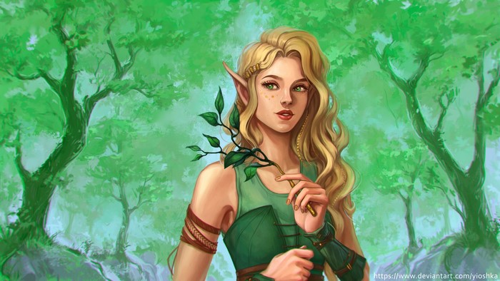 fantasy art, women, elves, blonde, artwork