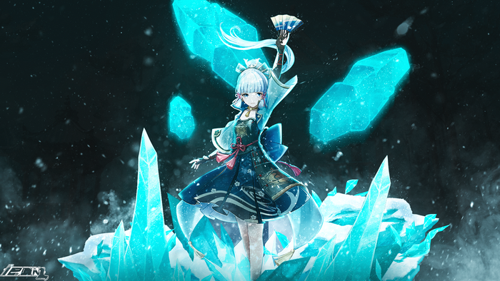 anime girls, Kamisato Ayaka(Genshin Impact), snow, anime games, Genshin Impact, ice