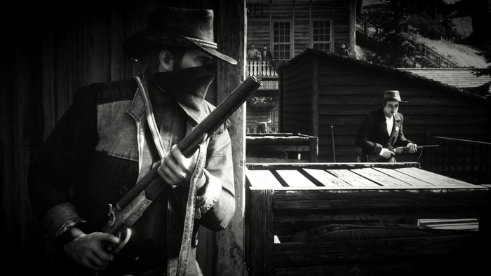 video games, low saturation, video game man, Rockstar Games, shotgun, screen shot, protagonist, Arthur Morgan, video game characters, Red Dead Redemption 2