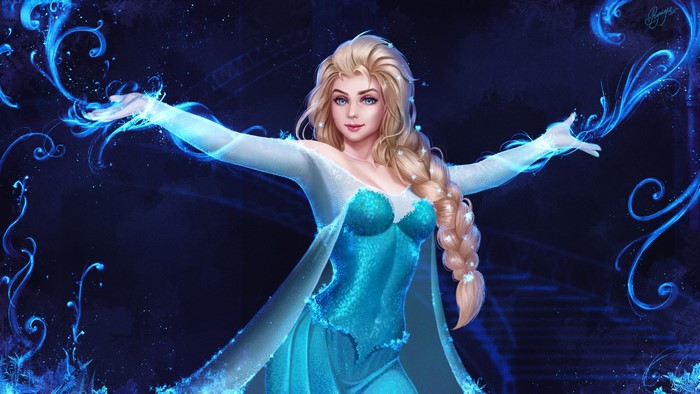Elsa from Frozen Fan Art with Braided Blonde Hair
