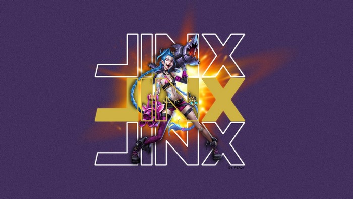 blue hair, PC gaming, Jinx (League of Legends), video game girls, open mouth, purple background, video game art, League of Legends