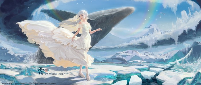 Kamisato Ayaka(Genshin Impact), anime girls, wboss, dress, Genshin Impact