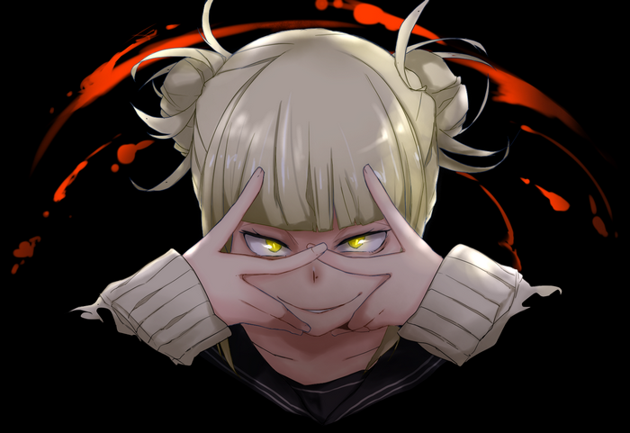 yellow eyes, blonde, Boku no Hero Academia, TAKuMA, villain, anime girls, artwork, digital art, Himiko Toga