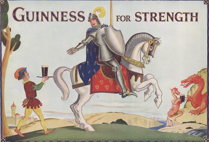 knight, Squire, dragon, advertisements, beer, Guinness, vintage