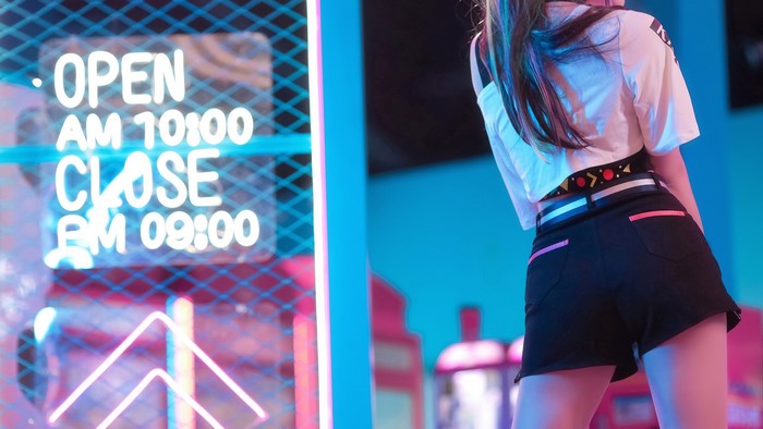 cosplay, Asian, animation, night, behind, women