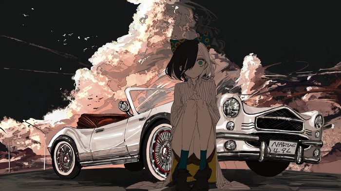 fan art, ɴᴀʀᴜᴇ, car, anime girls