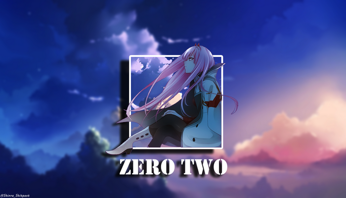 anime girls, picture-in-picture, landscape, Zero Two (Darling in the FranXX)