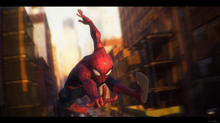 fan art, ultrawide, screen shot, ArtStation, blurry background, Julen Urrutia, fictional character, Peter Parker, depth of field, digital art, Spider-Man, fictional