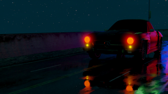 car, street, crime, lights, night, Retro car, 80s