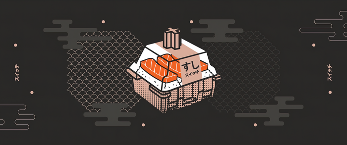 sushi, keyboard switch stem, switch, switches, artwork
