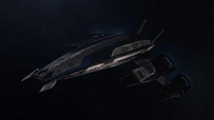 Mass Effect, Normandy SR-2, science fiction, video game art, spaceship