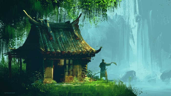 fantasy art, artwork, Asian architecture, Asian, nature