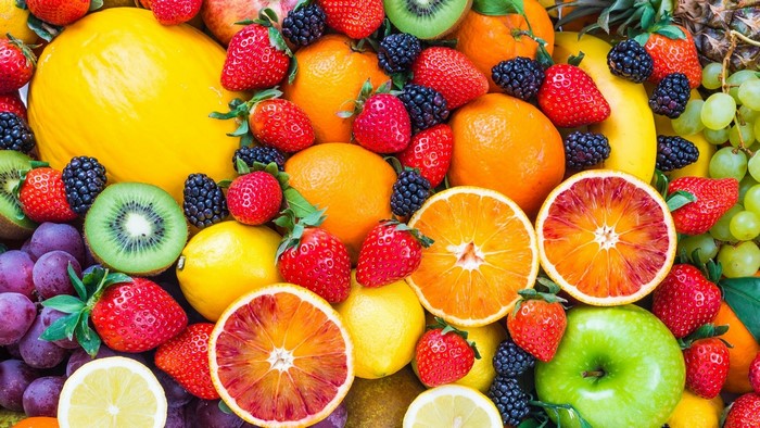 Fresh Mixed Fruits with Oranges and Strawberries