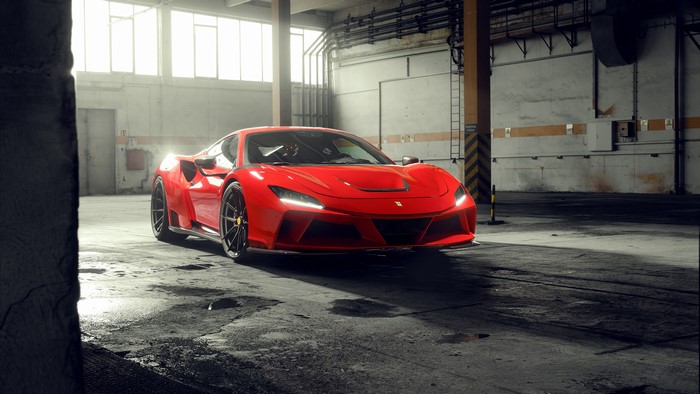 4K, supercars, natural light, Ferrari F8 Tributo, warehouse, Ferrari, vehicle, Novitec, car, Italian Supercars, red cars