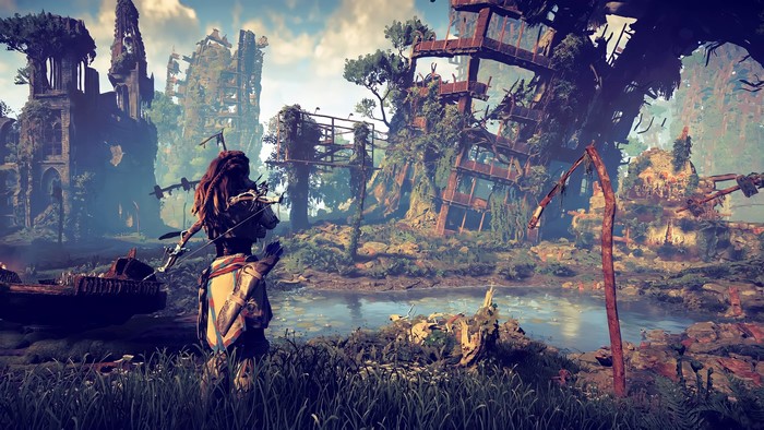 4K, Aloy (Horizon: Zero Dawn), PlayStation, video game girls, video games, Horizon: Zero Dawn, Video Game Landscape, screen shot, horizon zero dawn