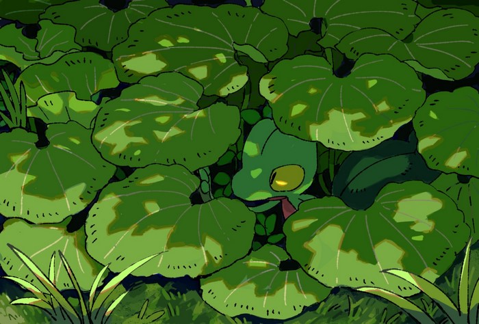 Treecko Hidden Among Green Plants